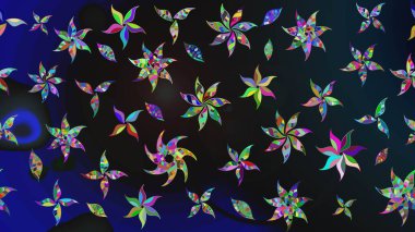 Düz Çiçek Elementleri Tasarımı. Raster illüstrasyonundaki çiçek desenli çizim. Renkli Bahar Teması eskiz kalıbı. Güzel kumaş deseni.