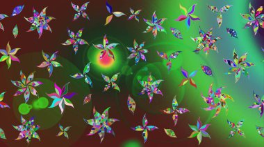 Çiçek deseni. Chichi 'nin kumaş kalıbını çiz. Raster illüstrasyonu. Düz Çiçek Elementleri Tasarımı. Renkli Bahar Teması çizim şablonu.