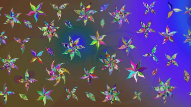 Çiçeksel çizim kalıbının yansıması. Vadinin çiçekleri kahverengi renklerde.