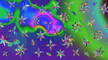 Raster. Renkli Bahar Teması eskiz kalıbı. Düz Çiçek Elementleri Tasarımı.