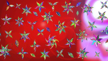 Soyut etnik raster çizim kalıbı. Arkaplan dokusu, duvar kağıdı, kırmızı renkli çiçek teması. Kabile sanatı boho baskısı, klasik çiçek arkaplanı.