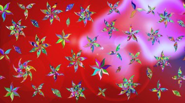 Motley illüstrasyonu. Moda baskıları için zarif bir şablon. Küçük renkli çiçekler. Küçük çiçekte güzel bir desen. Kırmızı çiçekli bahar çiçekleri.