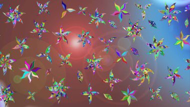 Raster güzel kumaş deseni çiziyor. Düz Çiçek Elementleri Tasarımı. Renkli Bahar Teması eskiz kalıbı. Çiçek deseni.