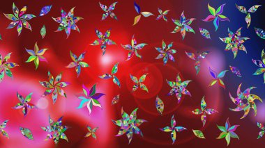 Kırmızı renkte çiçekler. Raster illüstrasyonunda çiçek deseni çizimi.