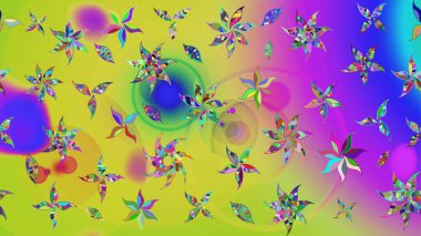 Raster Çiçek İllüstrasyonu 'nun şirin tekstili. Sarı renkli etnik çiçeklerle zarif eskiz deseni.