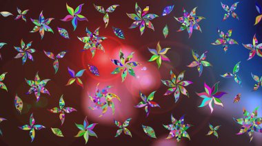 Çiçek desenli raster, kahverengi çizgi grafik desenli soyut raster arkaplan. Modern stil dokusu.