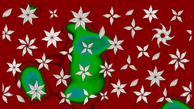 Üzerinde gelincikler ve vadi zambakları olan renkli çiçek desenli nakış deseni. Tekstil tasarımı için kırmızı renkte geleneksel Raster çiçek buketi.