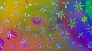 Renkli Bahar Teması eskiz kalıbı. Sevimli çiçek raster deseni. Yeşil renkli çiçekler. Düz Çiçek Elementleri Tasarımı.