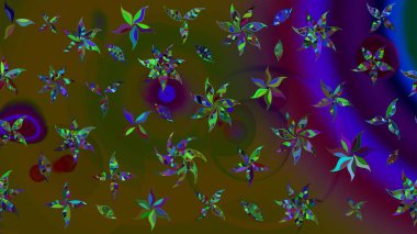 1950-1960 motifleri. Çiçekli ipek eşarp. Retro tekstil tasarım koleksiyonu. Kahverengi üzerine kahverengi. El çizimi çiçek elementleri ile soyut çizim raster deseni.