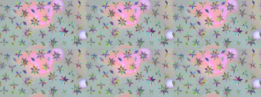 Tekstil veya kitap kapakları, imalat, duvar kağıtları, baskı, hediye paketi ve yapıştırma kitabı için çiçek eskizi geçmişi. Raster illüstrasyonu. Küçük ölçekli çiçeklerdeki basit sevimli desen.