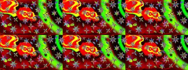 Klasik çiçek desenli. Yumuşak pamuk tasarımı. Raster 'ın taze dokusu. Paketleme, tekstil, duvar kâğıdı için çiçek eskizi. Yumuşak kiremit.