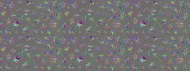 Raster hisseleri. Eskiz arkaplan modeli. Suluboya, elle çizilmiş. Gri üzerine çiçekler.