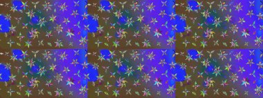 Raster illüstrasyonu. Güzel kumaş deseni. Raster illüstrasyonundaki çiçek desenli çizim. Menekşe renklerinde.