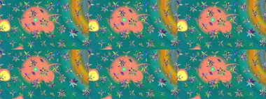 Mavi renkli çiçekler. Çiçek desenli eskiz. Düz Çiçek Elementleri Tasarım Raster illüstrasyonu. Renkli Bahar Teması çizim şablonu.