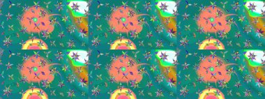 Elle çizilmiş sonbahar çiçeği deseni. Doodle tarzı. Renkli mavi çizim kalıbı. Tekstil ve kapak tasarımı için mükemmel. Mavi renkte çiçekler.