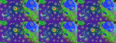 Soyut etnik raster çizim kalıbı. Kabile sanatı boho baskısı, klasik çiçek arkaplanı. Arkaplan dokusu, duvar kağıdı, mavi renkli çiçek teması.