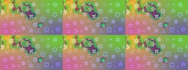 Raster - stok. Yeşil çiçekli eskiz deseni, suluboya çiçek deseni, sevimli çiçek, duvar kağıdı, kart veya kumaş için fayanslı.