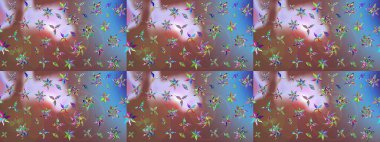 Raster çiçek desenli çiçek deseni, yapraklar, dekoratif elementler, sıçrama, lekeler, el çizimi kontur çizgileri ve Doodle çizim stili, grafik raster çizim çizimi.