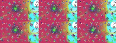 Suluboya elle çizilmiş çiçek desenli eskiz deseni. Parlak renkli fantezi çiçekleri, yapraklar, pembe renkli tomurcuklar.