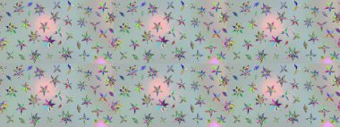 Gri renkler ve parlak çiçekler üzerine soyut çizim deseni. Çiçeksel elementlerle süslenmiş zarif raster dokusu. Küçük çiçekte şirin bir çiçek deseni var..