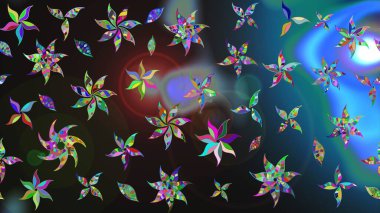 Raster illüstrasyonu. Gri renkli çiçekler. Küçük çiçekte sevimli çiçek deseni var..