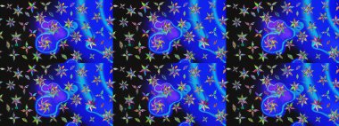 Raster. Düz Çiçek Elementleri Tasarımı. Renkli Bahar Teması çizim şablonu.