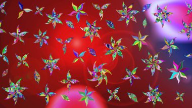 Tropik çiçek desenleri. Kırmızı renkte çiçekler. Raster illüstrasyonu.