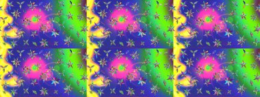 Raster çiçek desenleri çiziyor. Vadinin yeşil renkli çiçekleri.