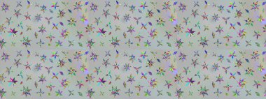 Nazik, narin çiçek arkaplanı. Çiçekli karalama şeklinde Raster çiçek deseni. Gri renkli çiçekler.