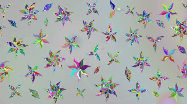 Raster suluboya çiçek deseni, narin çiçekler, gri çiçekler, tebrik kartı şablonu. Güzel kumaş deseni.