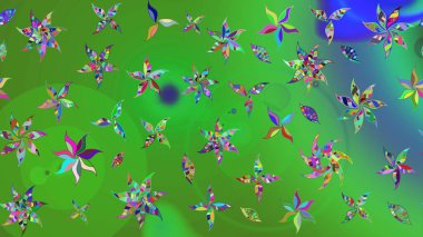 Yeşil renklerde. Çiçekli güzel suluboya desen. Raster illüstrasyonu.