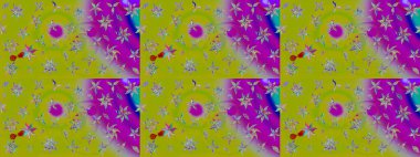 Raster illüstrasyonundaki çiçek desenli çizim. Raster illüstrasyonu. Güzel kumaş deseni. Yeşil renklerde.