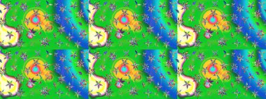 Raster - stok. Yeşil çiçekli eskiz deseni, suluboya çiçek deseni, sevimli çiçek, duvar kağıdı, kart veya kumaş için fayanslı.