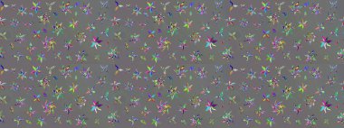 Raster deseni. Bahar çiçekleri dallı desen, gri renkler çiçekli siluet.