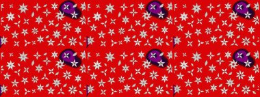 Renkli Bahar Teması eskiz kalıbı. Süslü kumaş deseni. Raster illüstrasyonundaki çiçek desenli çizim. Düz Çiçek Elementleri Tasarımı.