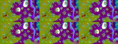 Yeşil renkli çiçekler. Küçük çiçekte sevimli çiçek deseni var..