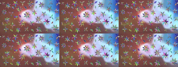 Renkli Bahar Teması eskiz kalıbı. Raster. Düz Çiçek Elementleri Tasarımı.