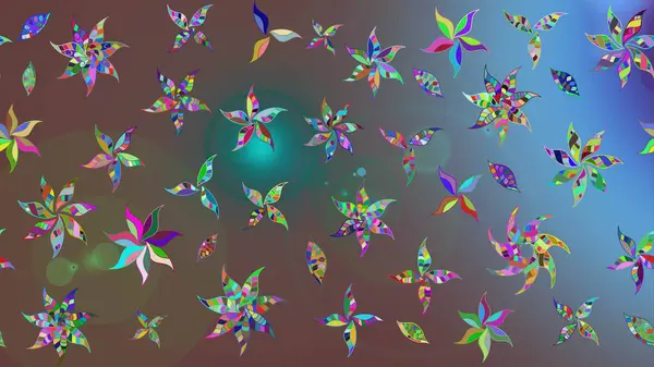 Dallı bahar çiçekleriyle desen, kahverengi renklerle çiçek siluetiyle desen. Raster deseni.