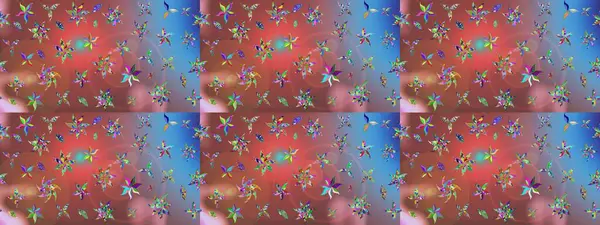 Renkli Bahar Teması eskiz kalıbı. Raster Modaya uygun kumaş deseni. Pembe renkli şirin çiçek deseni. Düz Çiçek Elementleri Tasarımı.