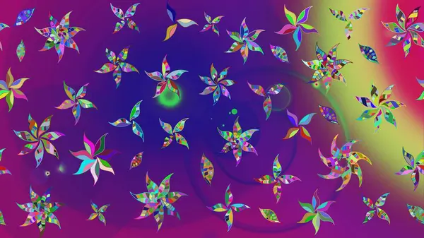 Asya tekstil tarzında. Düz Çiçek Elementleri Tasarımı. Çiçek desenli çizim. Mor renkli çiçekler. Renkli Bahar Teması eskiz kalıbı. Raster illüstrasyonu.