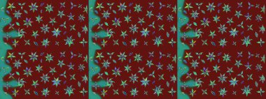 Renkli Yaz Temalı eskiz kalıbı. Kırmızı renkte çiçekler. Düz Çiçek Elementleri Tasarımı. Raster illüstrasyonunda çiçek deseni çizimi.