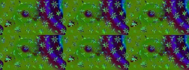 El çizimi. Çiçekli, yapraklı, çiçek desenli eskiz. Raster illüstrasyonu.