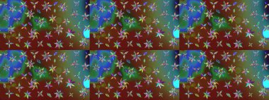 Güzel kumaş deseni. Raster suluboya deseni, narin çiçekler, yeşil çiçekler, tebrik kartı şablonu..