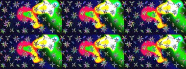 Renkli Bahar Teması eskiz kalıbı. Çiçek desenli eskiz. Gri renkli çiçekler. Düz Çiçek Elementleri Tasarım Raster illüstrasyonu.