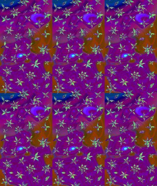 Mor renklerde. Raster illüstrasyonu. Çiçek buketleriyle klasik tarzda eskiz deseni.