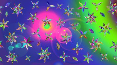 Raster illüstrasyonu. Renkli Bahar Teması eskiz kalıbı. Düz Çiçek Elementleri Tasarımı. Mavi renkte zarif çiçek buketi suluboya.