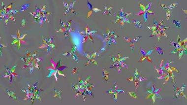 Çiçekli karalama şeklinde Raster çiçek deseni. Gri renkli çiçekler. Yumuşak, bahar çiçekli arka plan.