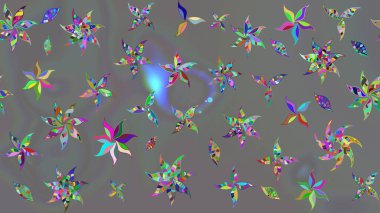 Çiçekli karalama şeklinde Raster çiçek deseni. Gri renkli çiçekler. Yumuşak, bahar çiçekli arka plan.