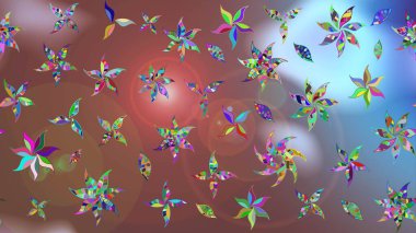 Raster düz çiçek çizim deseni. Hediye ambalaj kağıdı, tebrik kartları, posterler ve pankart tasarımı. Kahverengi renkte çiçekler.