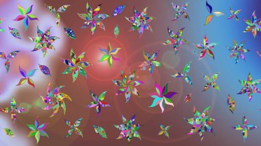 Küçük çiçekteki sevimli çiçek deseni. Varicolobrown Raster çizimi. Birçok kahverengi ve soyut çiçekli tropikal çizim deseni.